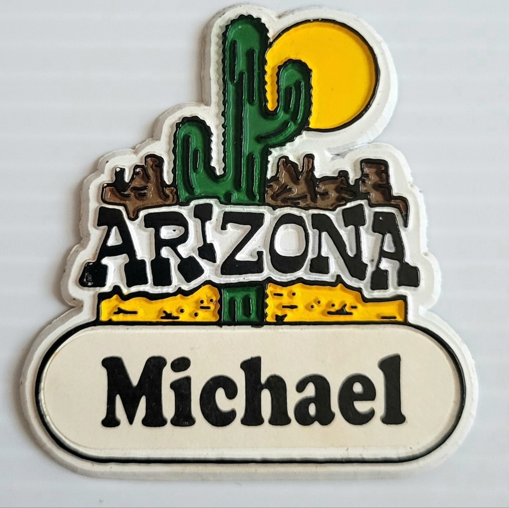 Arizona Vintage Rubber Refrigerator Magnet Cactus "Michael" 3 inch.